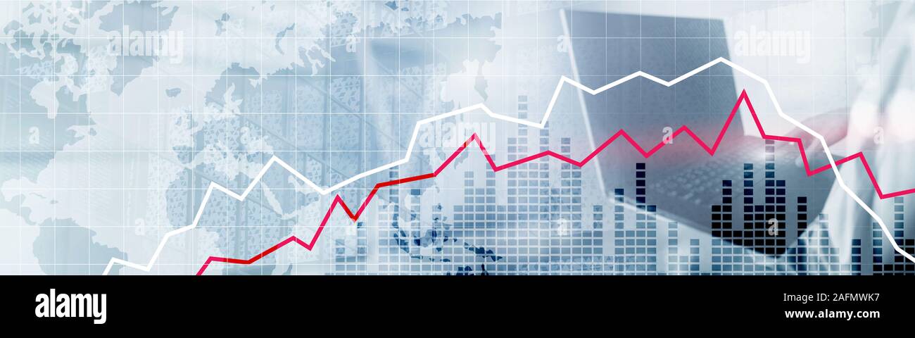 Red And White Stock Market Graph Web Header Or Banner Stock Photo