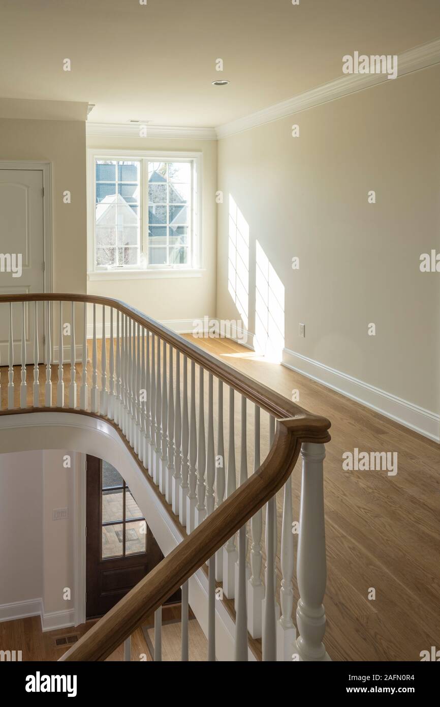 Handrail bannister in residential home Stock Photo