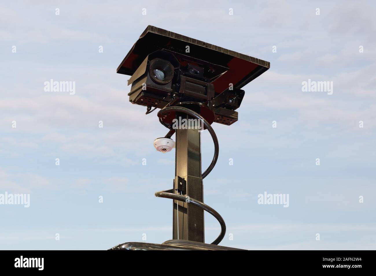 Retractable Security Surveillance Camera Tower Mast Stock Photo Alamy