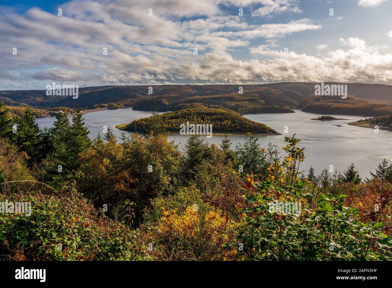 Panoramic View On Rur Lake In The Eifel National Park Germany Stock Photo Alamy