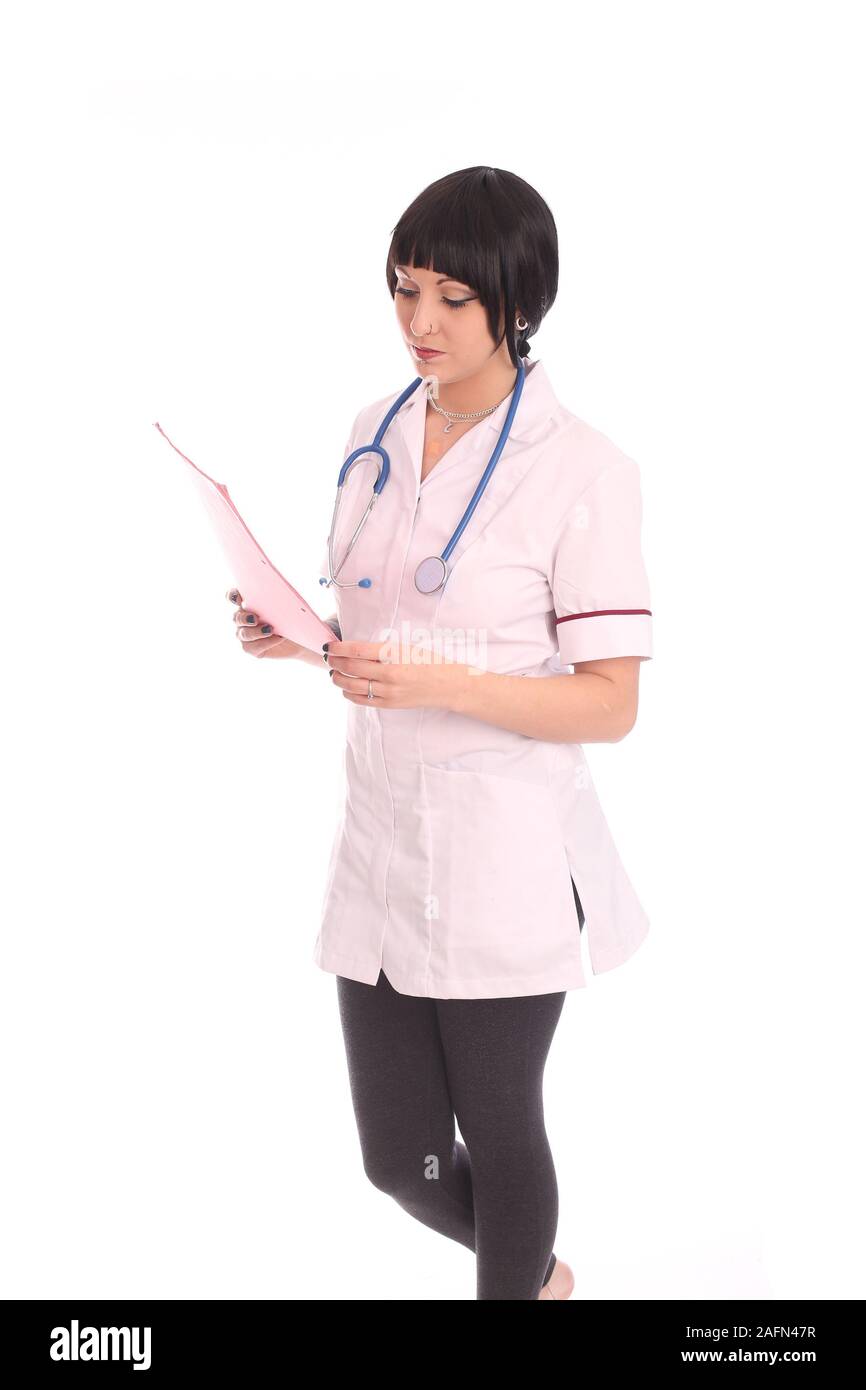 May 2015 - Working nurse cut outs Stock Photo