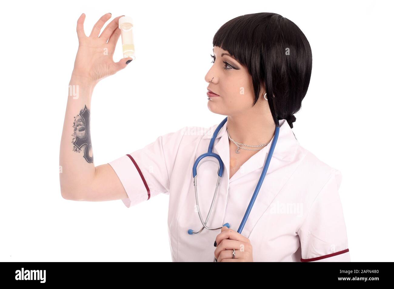 May 2015 - Working nurse cut outs Stock Photo