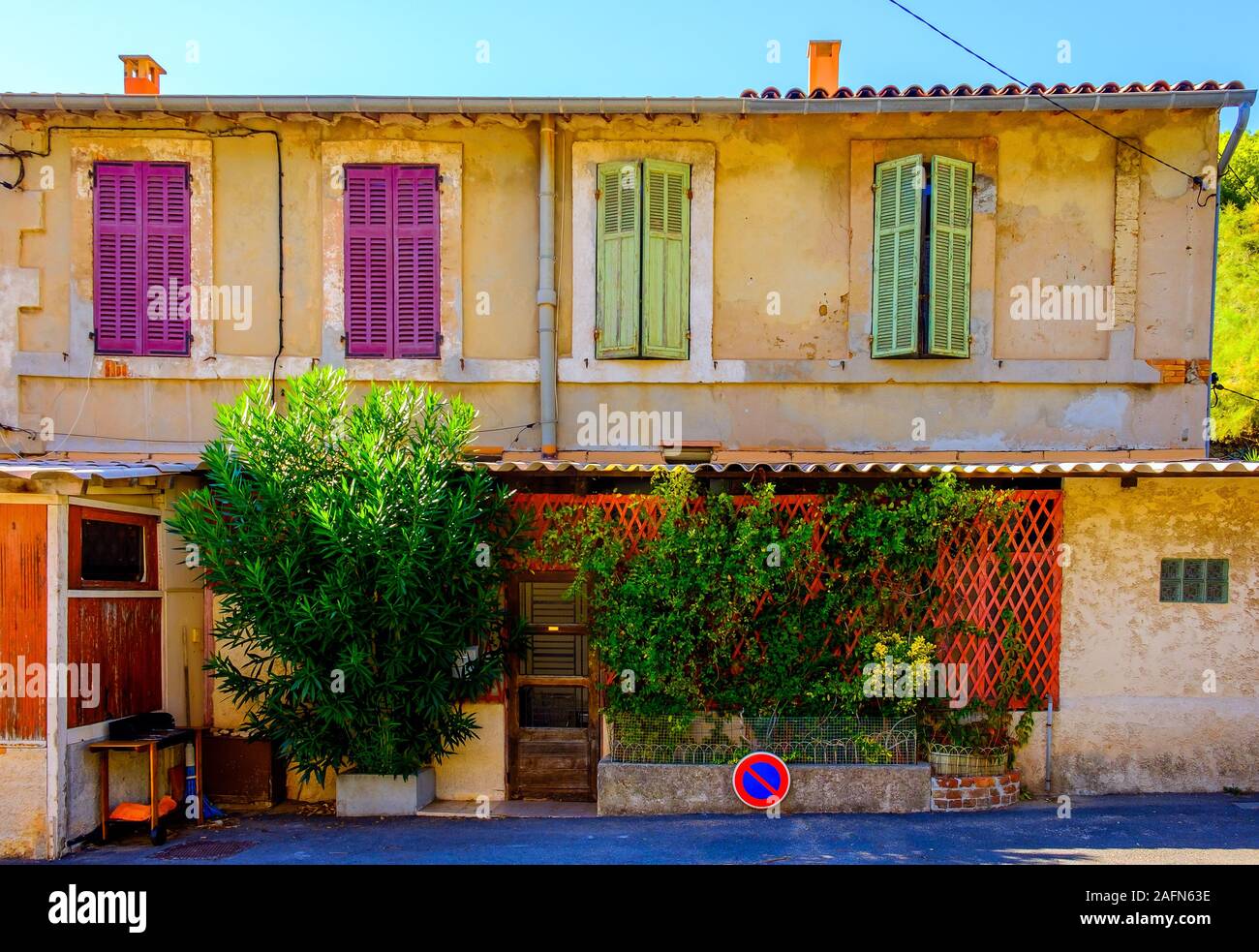 Marseilles, France, Sept 2019, view of a house in Callelongue Creek an area between the Mediterranean Sea and the mountain range  Marseilleveyre Stock Photo