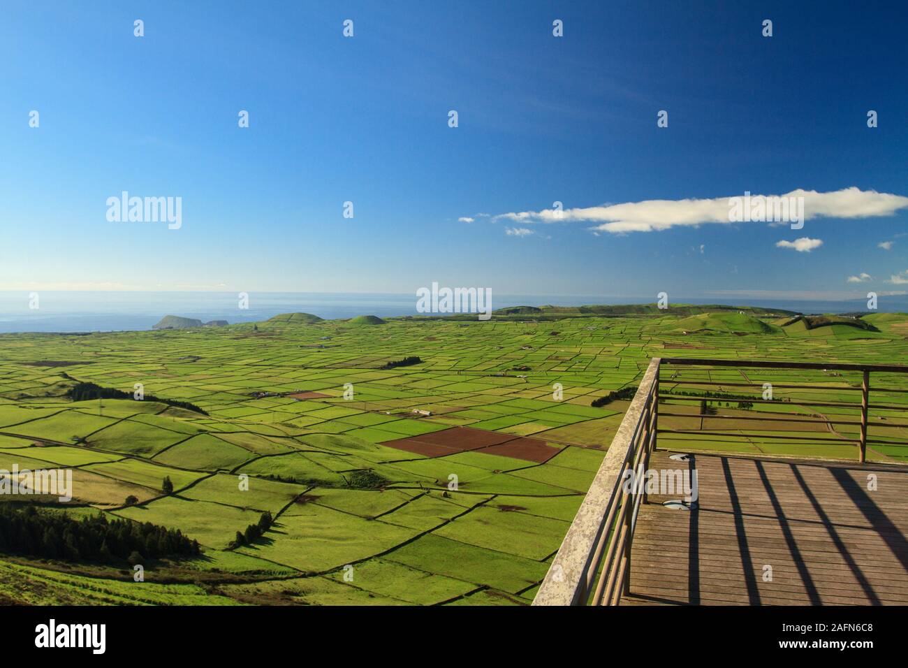 View from Miradouro Serra do Cume. Terceira Island, Azores Stock Photo