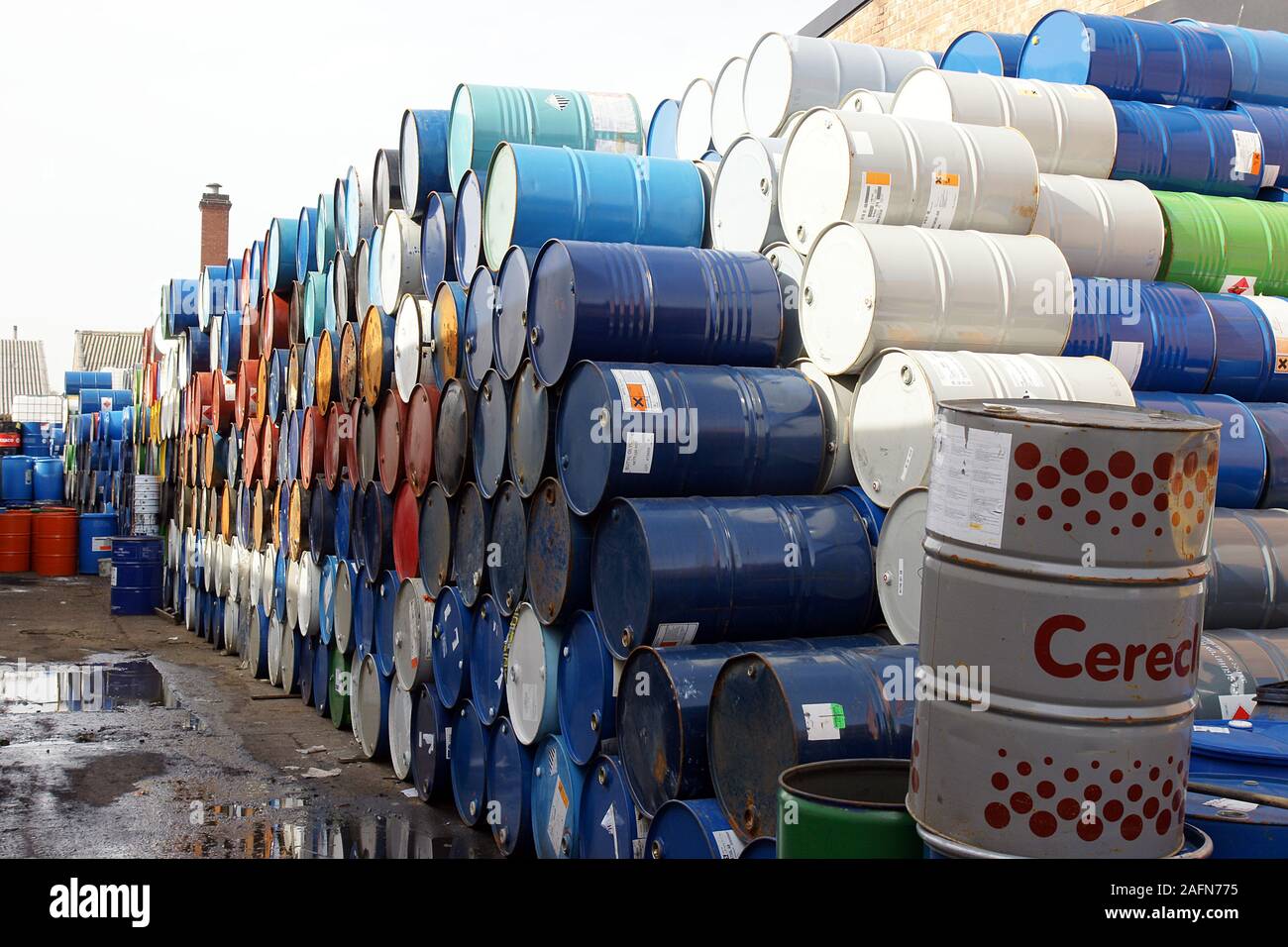 industrial chemical waste, disposal containers Stock Photo Alamy