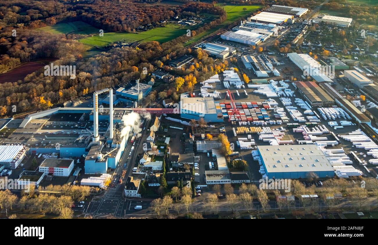 Aerial photograph, Rockwool, insulation material production, Ellinghorst Industrial Park, Bottroper Straße, Adler Ellinghorst e.V. sports field, Gladb Stock Photo