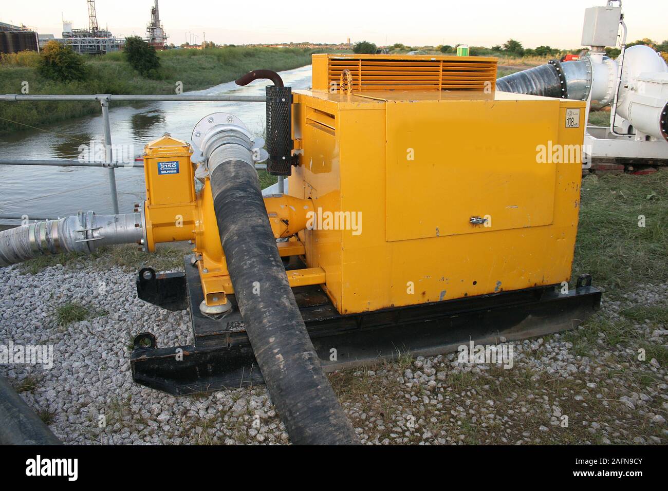High volume water pumps, flood disaster zone Stock Photo Alamy