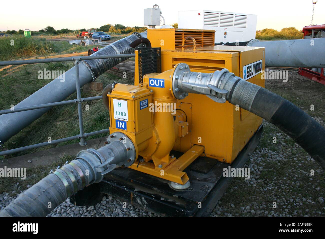 High volume pumps, flood disaster zone Stock Photo Alamy