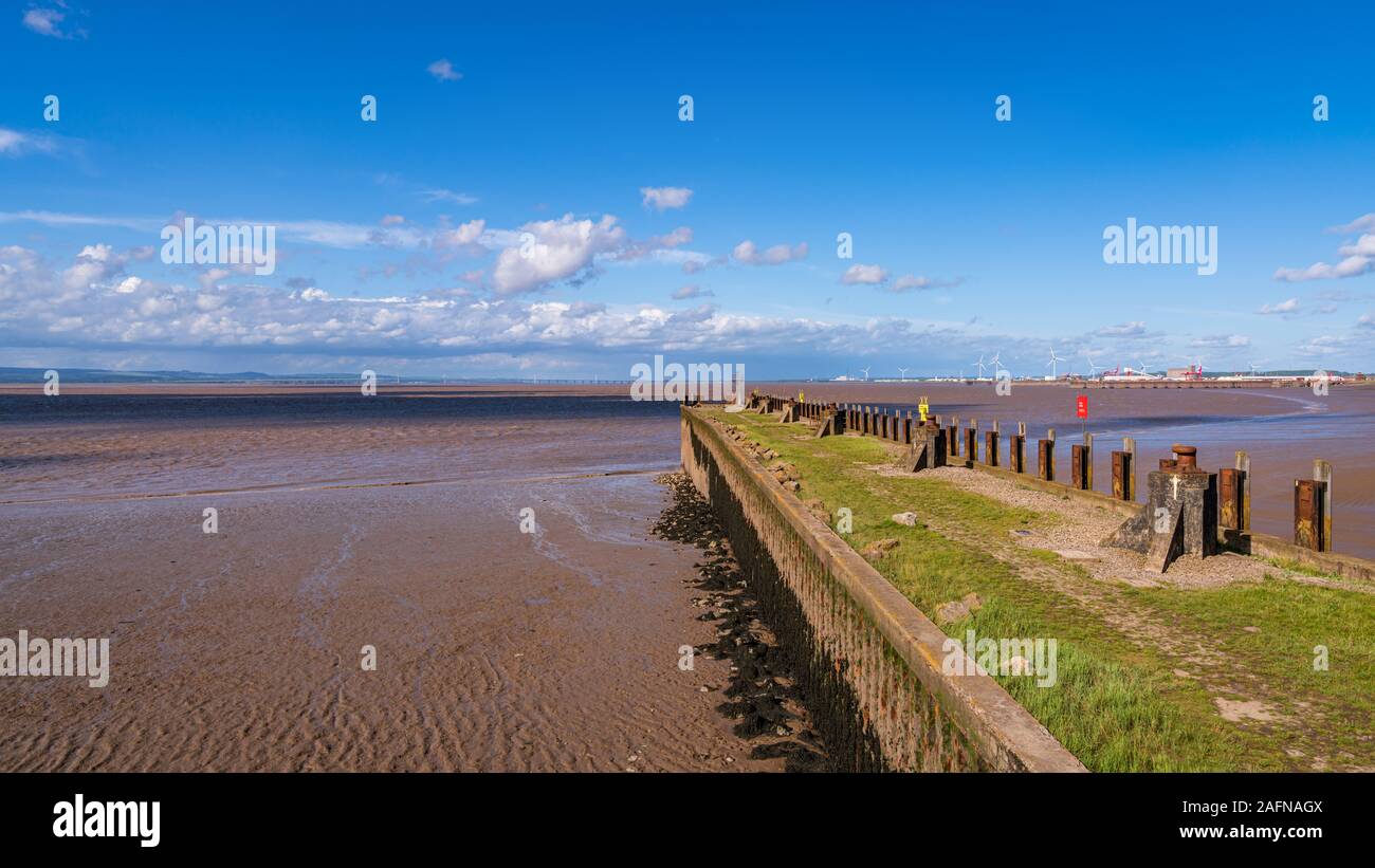 Low tide at the Portishead Pier with the Bristol Channel in the background, seen in Portishead