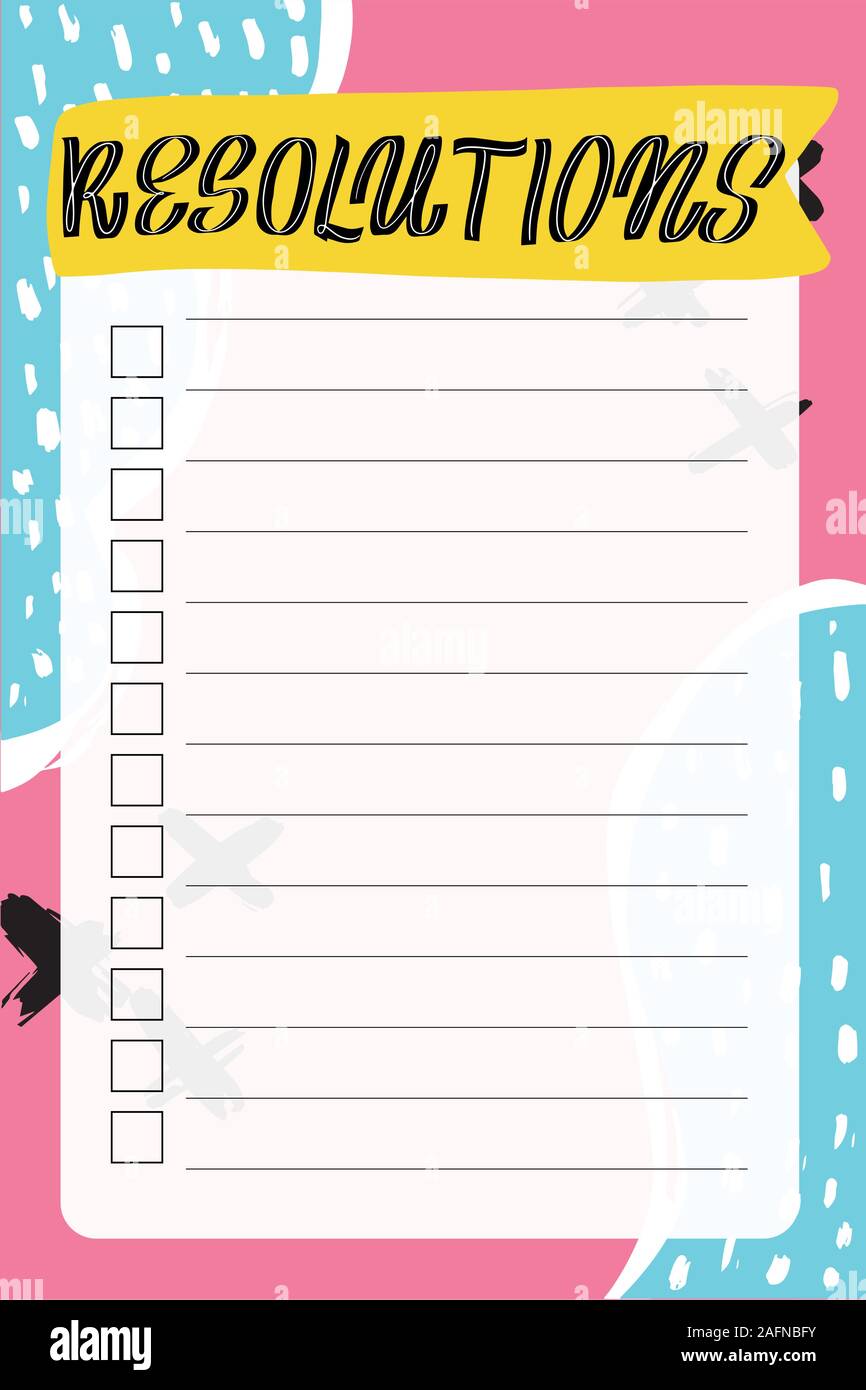 Memphis style. Template for agenda, planners, check lists Stock Vector