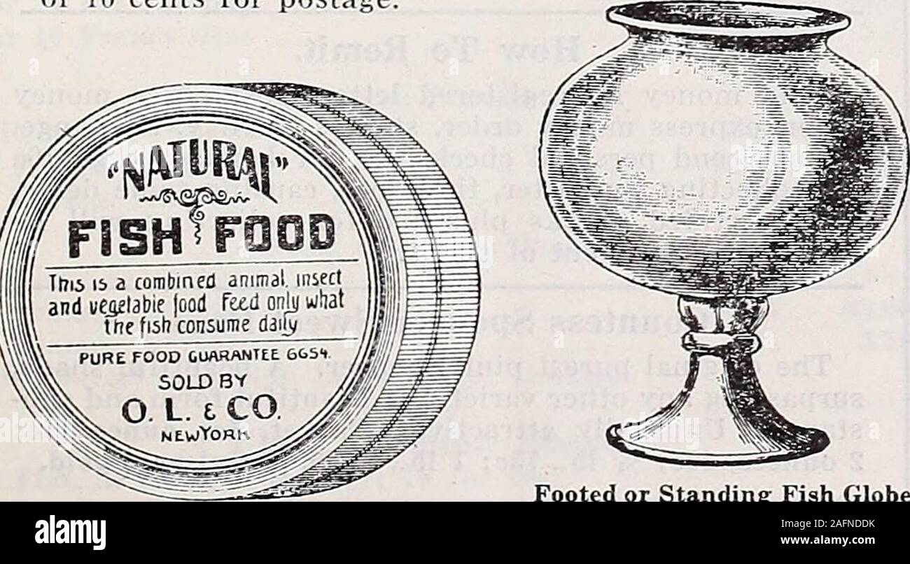 . 1915 annual catalogue. art, each 25 2 Quarts, each 35 4 Quarts, each .... 60 6 Quarts, each 75 2 Gallons, each 1.00 3 Gallons, each 1.50 These cannot be sent by parcel post, they must go by freight orexpress, at buyers expense. Footed or Standing Fish Globes. These are raised up on a glass base and are handsomer thanthe ordinary fish globe. 1 gallon size, each $1.25 2 gallon size, each 2.25 3 gallon size, each 3.00 Prices are packed f.o.b. Memphis. Aquarium Castles. No. 1, Open Castle, each $ .40 No. 2, Round Grotto, each 40 No. 3, German Castle, each 25 No. 4, Plain Grotto, each 25 Other sm Stock Photo