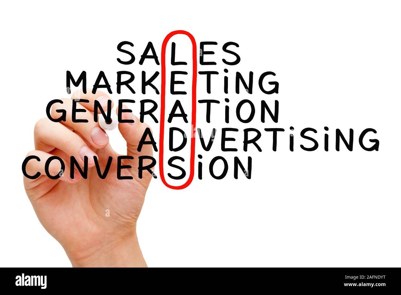 Hand writing Lead Generation crossword concept with marker on