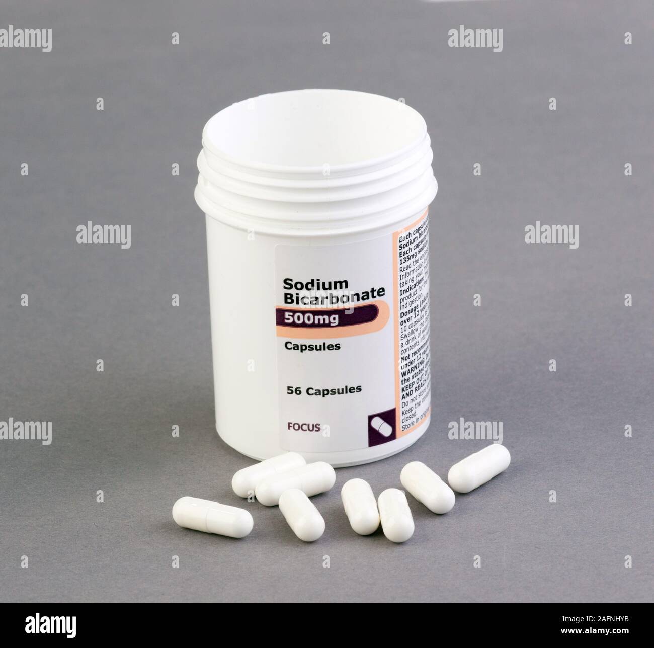 Sodium bicarbonate antacid capsules / tablets Stock Photo