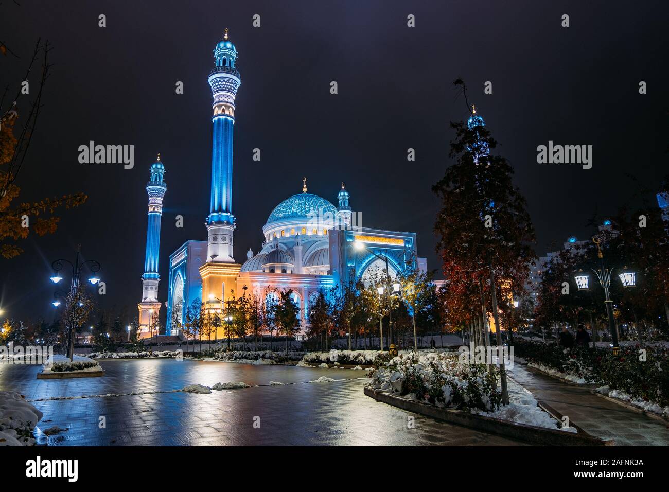 Prophet Muhammad mosque in Shali City, Chechnya, Russia. The largest mosque in Europe Stock Photo