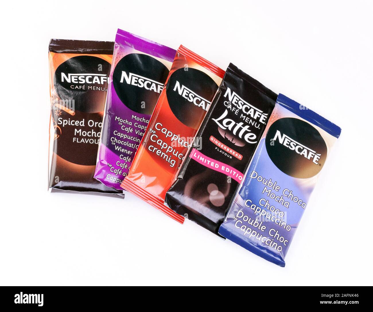 Nescafé instant coffee sachets Stock Photo