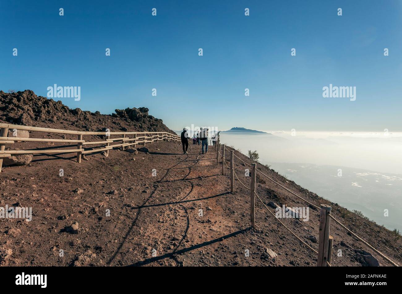 Panorama from the top of Volcano Vesuvius National Park, Naples, Campania, Italy Stock Photo
