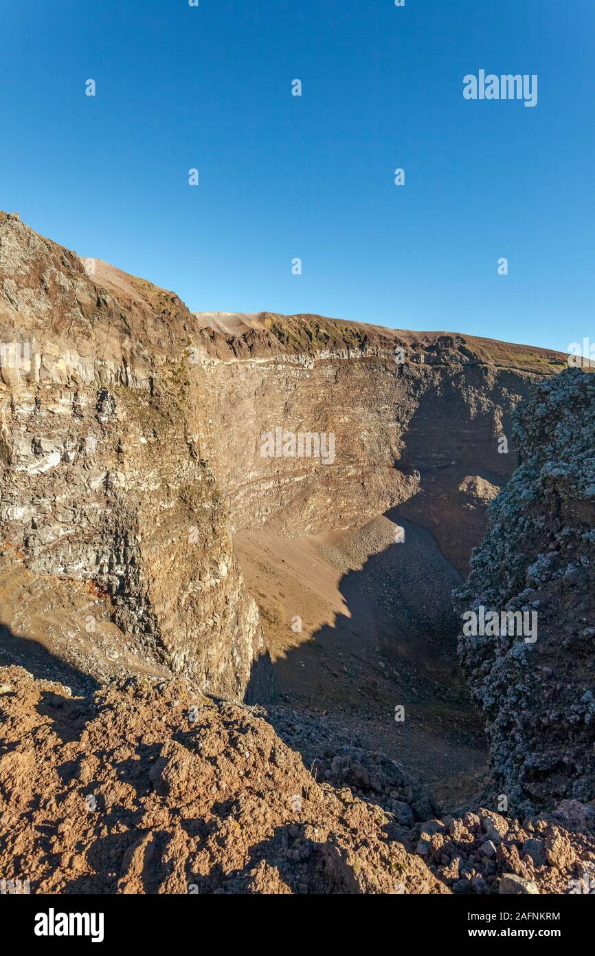 Panorama from the top of Volcano Vesuvius National Park, Naples, Campania, Italy Stock Photo