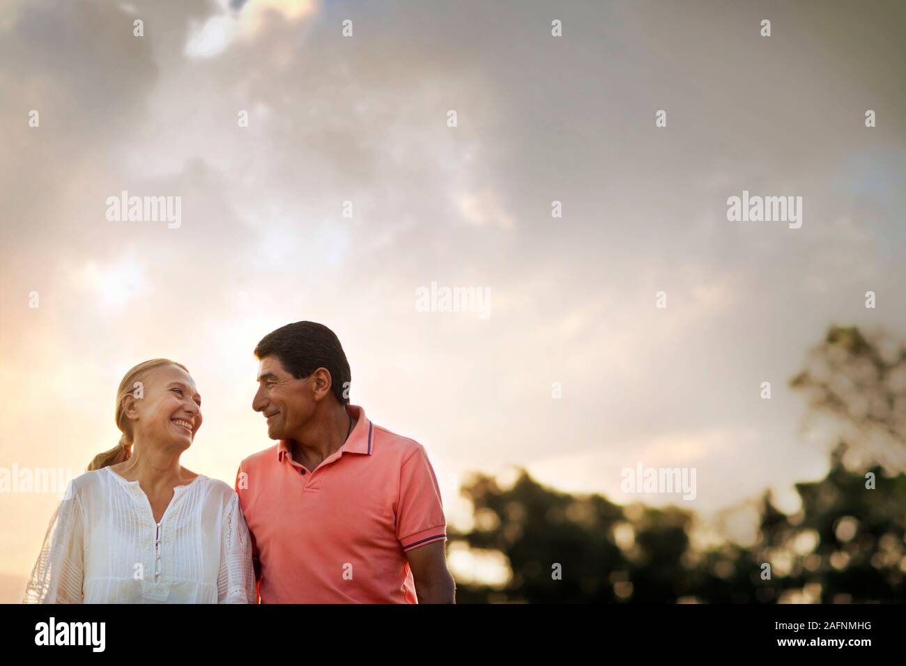 Mature couple lovingly looking at each other. Stock Photo