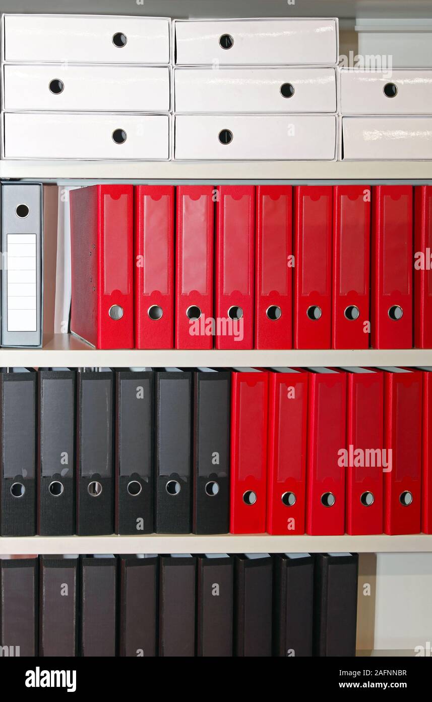 Lever arch file binders at shelf in office archive Stock Photo Alamy