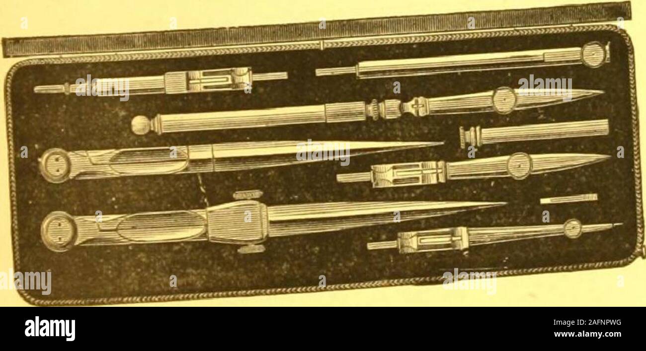 . Catalogue : mathematical and engineering instruments and materials manufactured and imported by James W. Queen & Co.. No. A 253. i253. ^KC5&* -»*-* with 2 p™ Pencil, and Needle Point.1 D»«inK Pen. with joint and P»n,^28o. 1 Box Leads, $6 Od nd . $0 00. No. A io-i. il 4*0 ?Q0  254. Morocco caw, containing u Needle Point, and 1 pair 6 in. Divider., with Pen, rLengthening liar, No. A **. 1 ,,air Plain Divider*, o in. *o. a IDrawbg Pen, with joint and pin, No A ft t* 1 Bux Leads, « • ?? so JAMES W. QUEEN & CO., PHILADELPHIA. Stock Photo