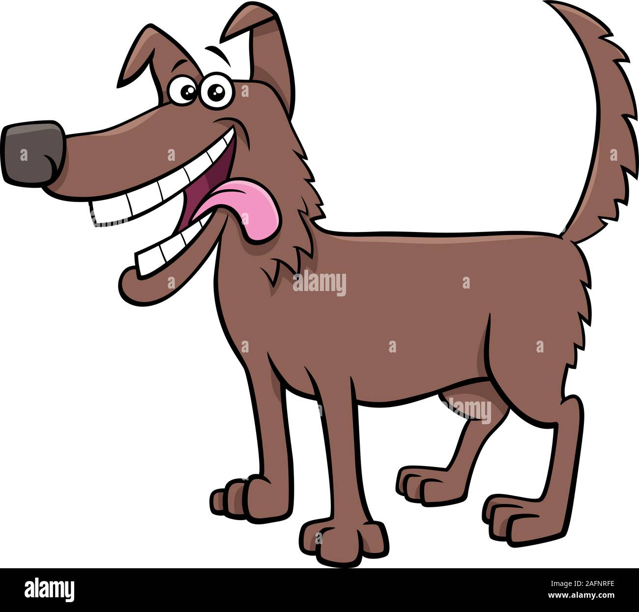 Cartoon Illustration of Happy Brown Dog Comic Animal Character Stock ...