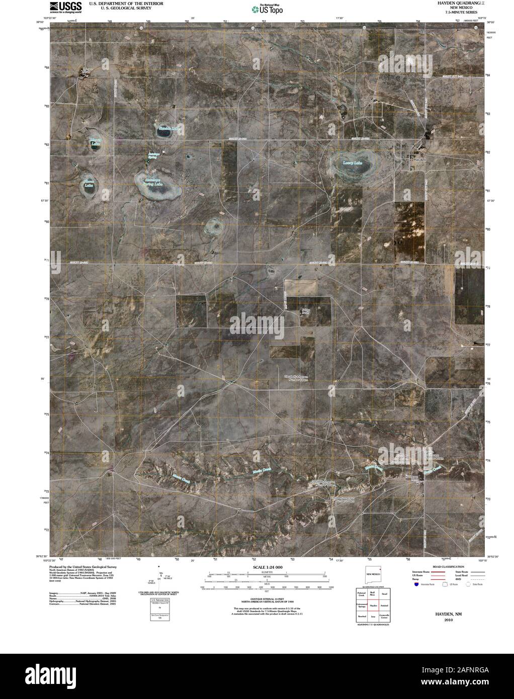 USGS TOPO Map New Mexico NM Hayden 20100921 TM Restoration Stock Photo