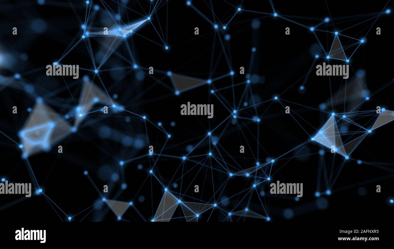 Technology network and communication with line and dot moving with ...