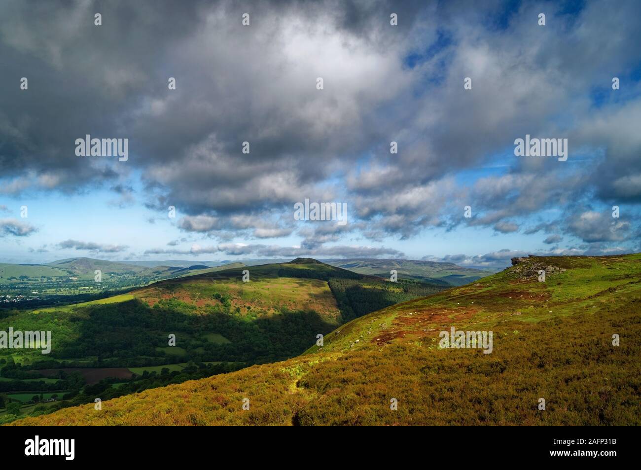 UK,Derbyshire,Peak District,Bamford Edge and Win Hill in Summer Stock Photo