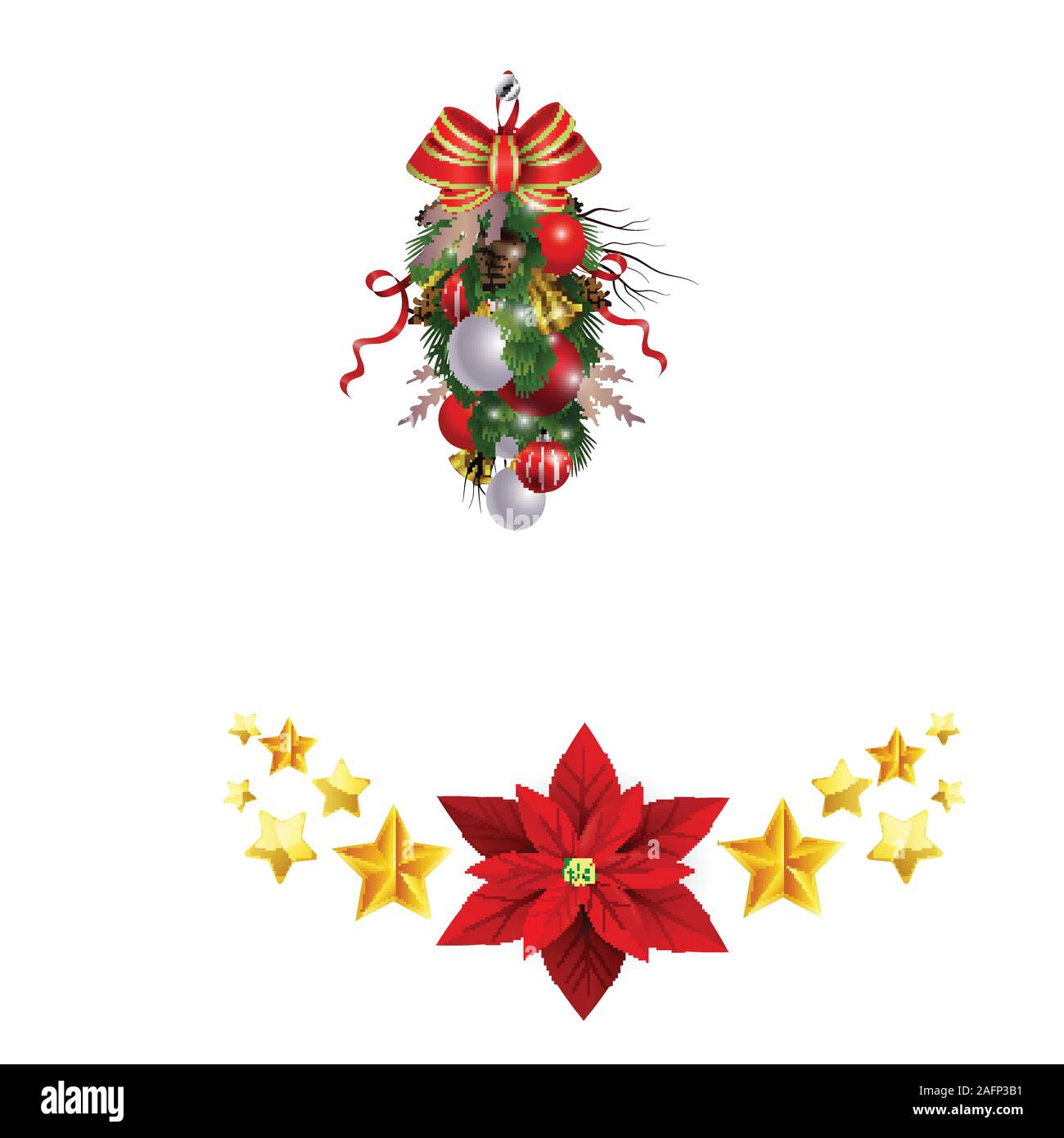 Christmas decorations with fir tree collection isolated Stock Vector ...
