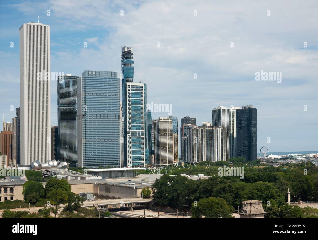 skyline looking north from Grant Park in Chicago Illinois Stock Photo ...