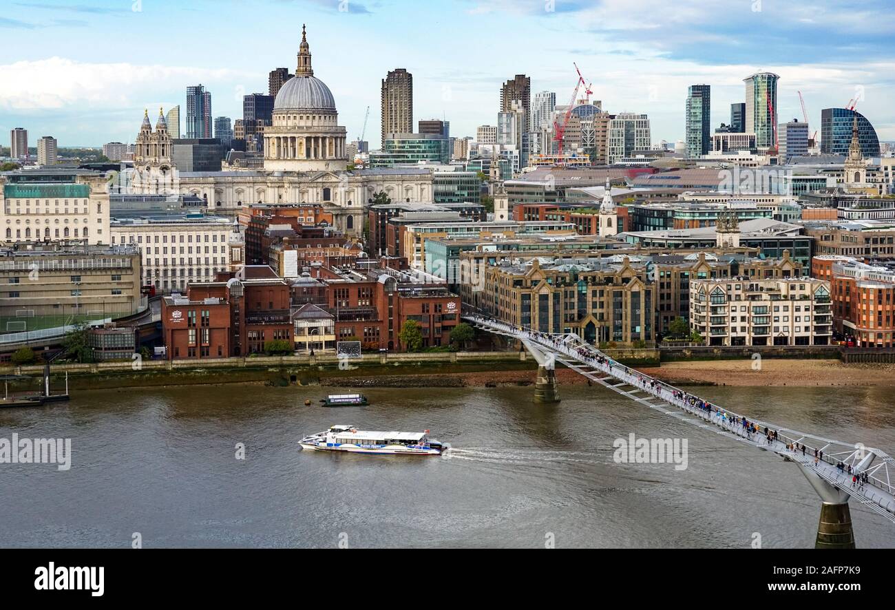 Panoramic view of St Paul's Cathedral and surrounding buildings, London England United Kingdom UK Stock Photo