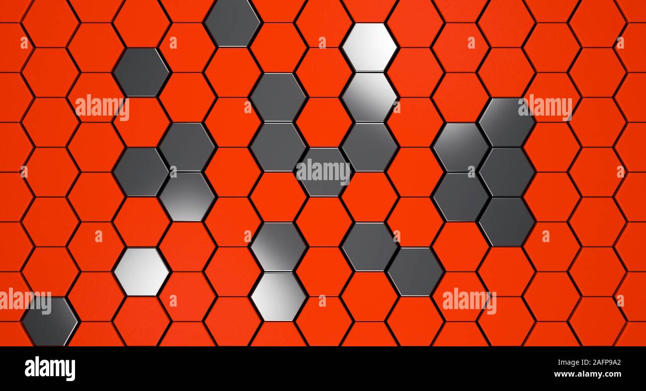 orange and metal 3d hexagons background, 3d render Stock Photo - Alamy