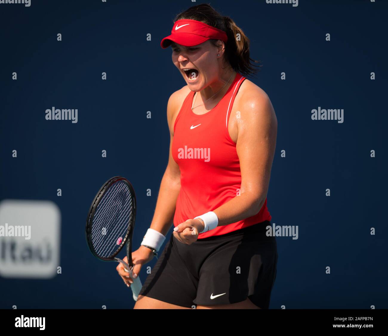 Lidziya Marozava of Belarus playing doubles at the 2019 Miami Open WTA  Premier Mandatory tennis tournament Stock Photo - Alamy
