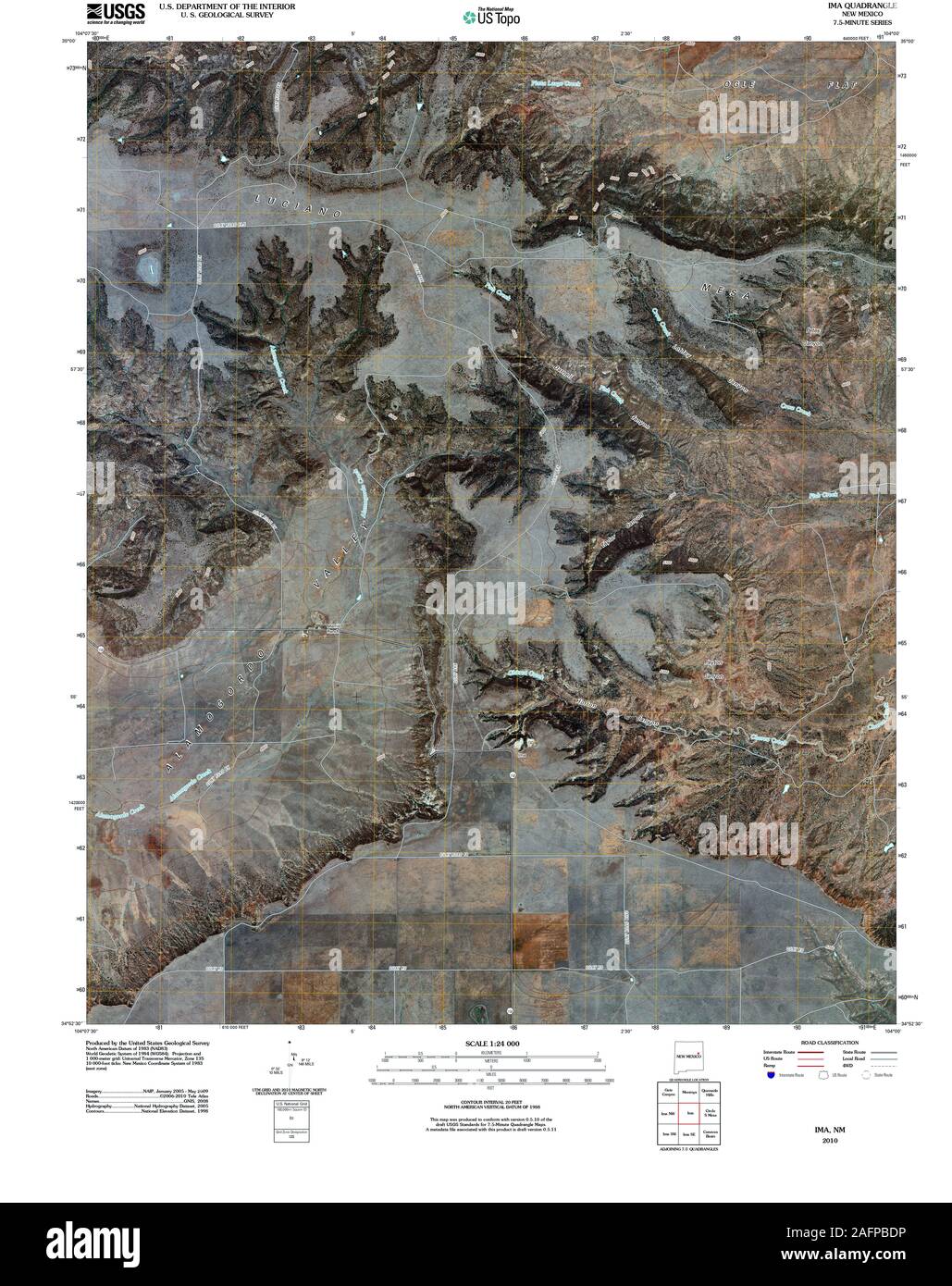 USGS TOPO Map New Mexico NM Ima 20100909 TM Restoration Stock Photo