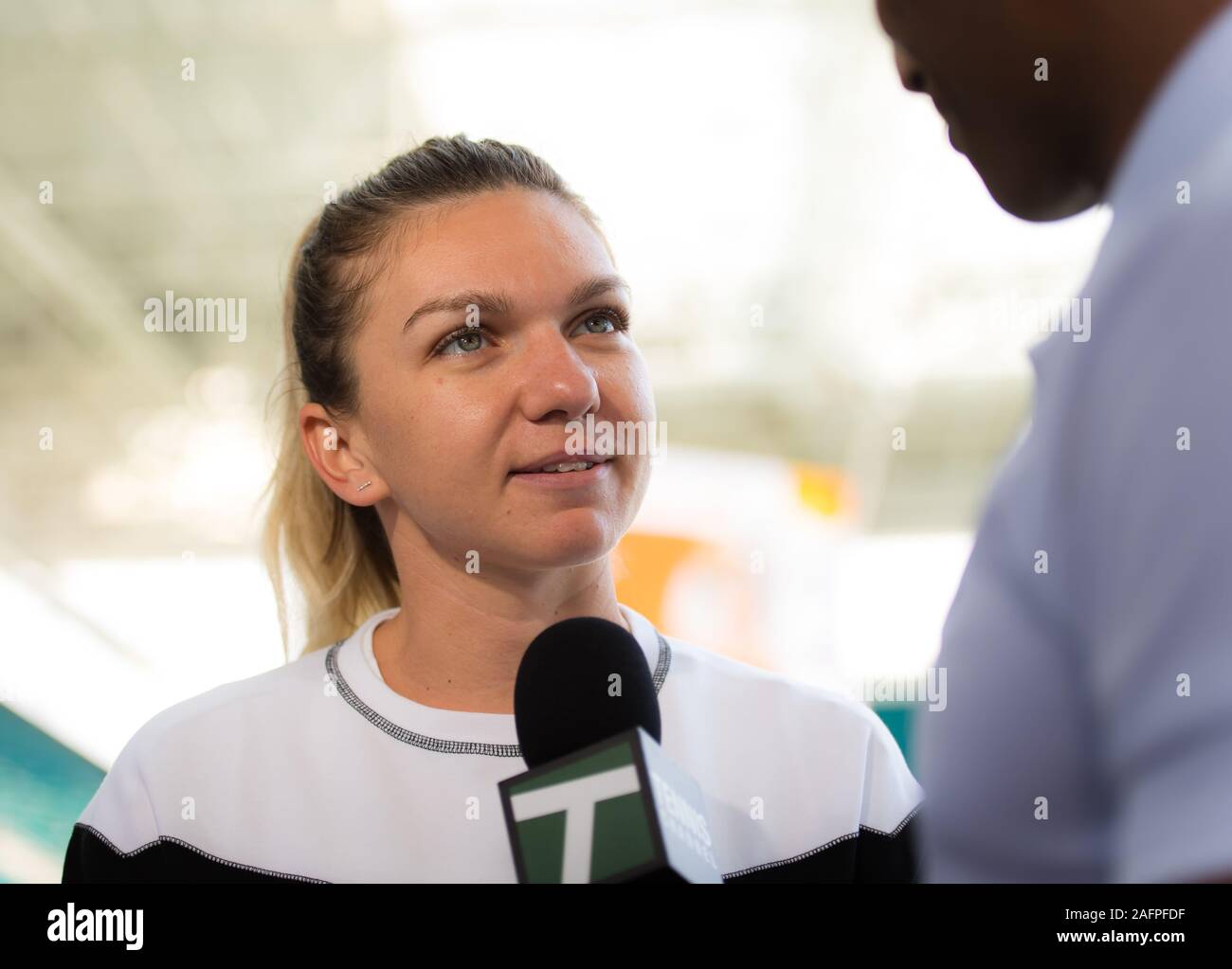 Simona Halep of Romania during the All Access Hour ahead of the 2019