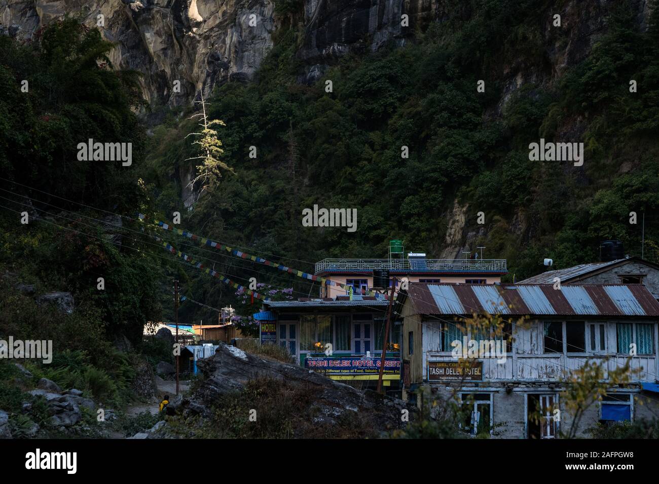 Mountain Village In Nepal Sunrise Stock Photo