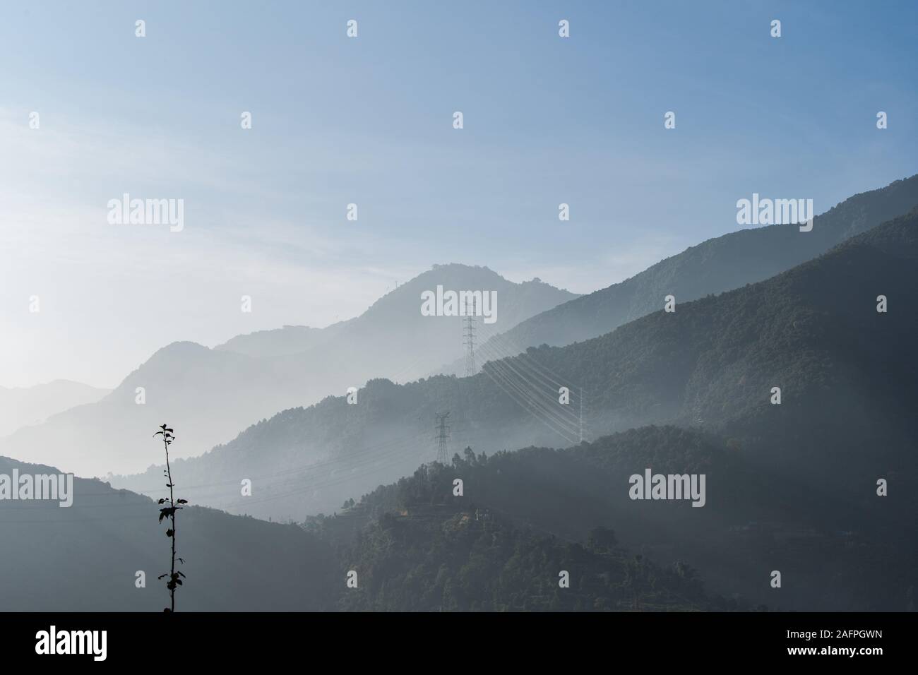 Smog Rolls Over the Mountains Stock Photo