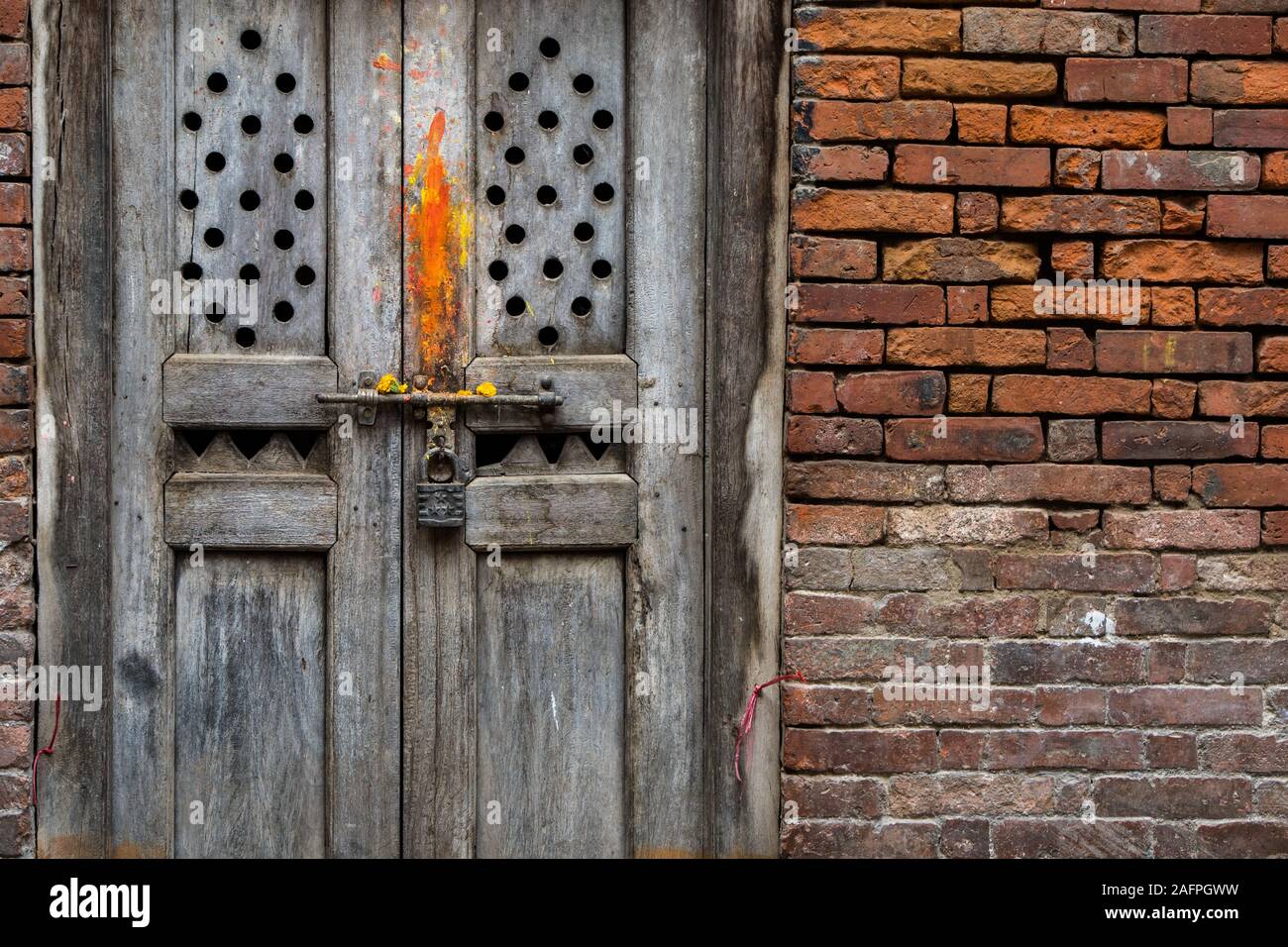 Door Photography with Hindu blessing Stock Photo