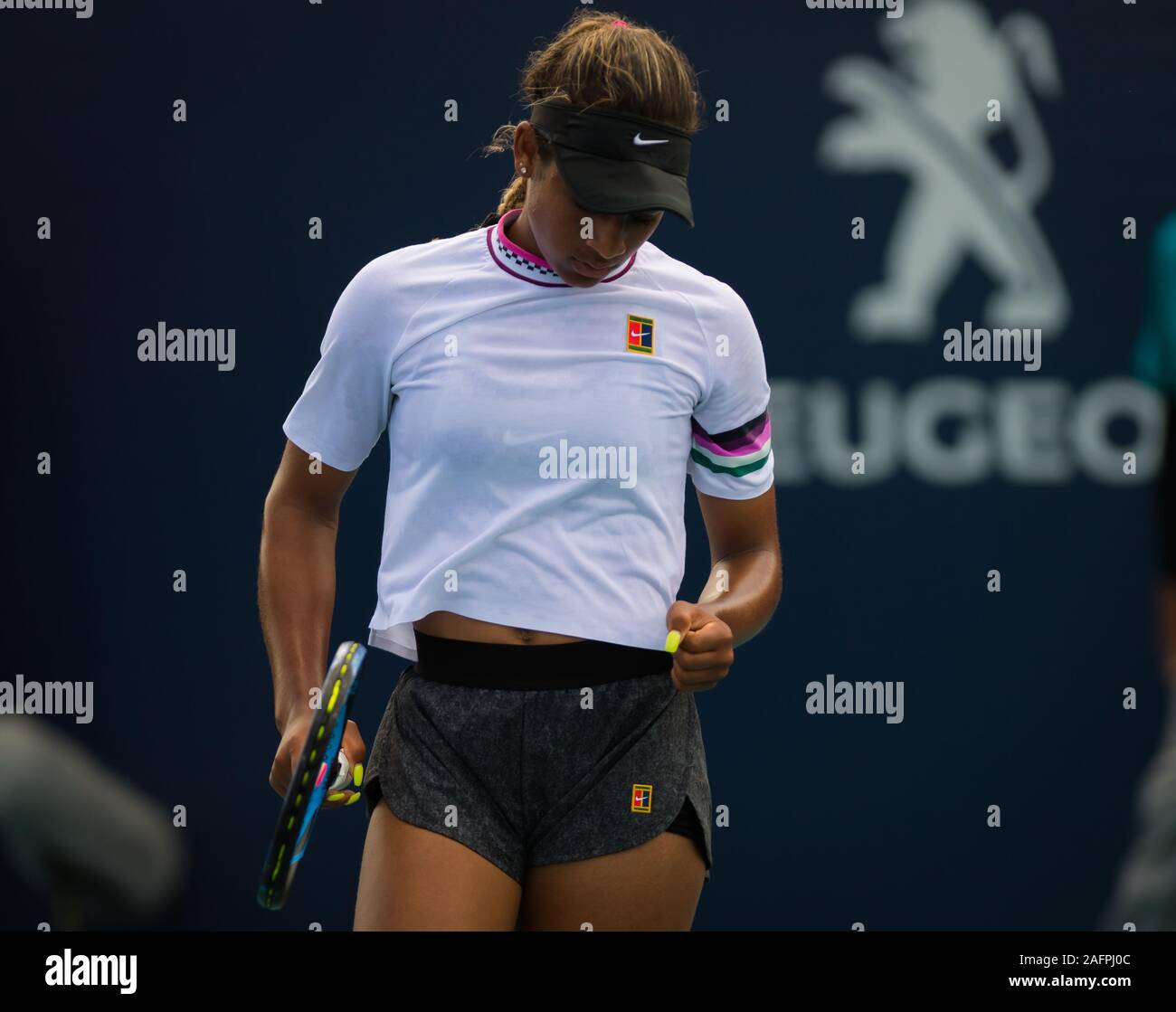 Whitney Osuigwe of the United States in action during the first round at the 2019 Miami Open WTA Premier Mandatory tennis tournament Stock Photo