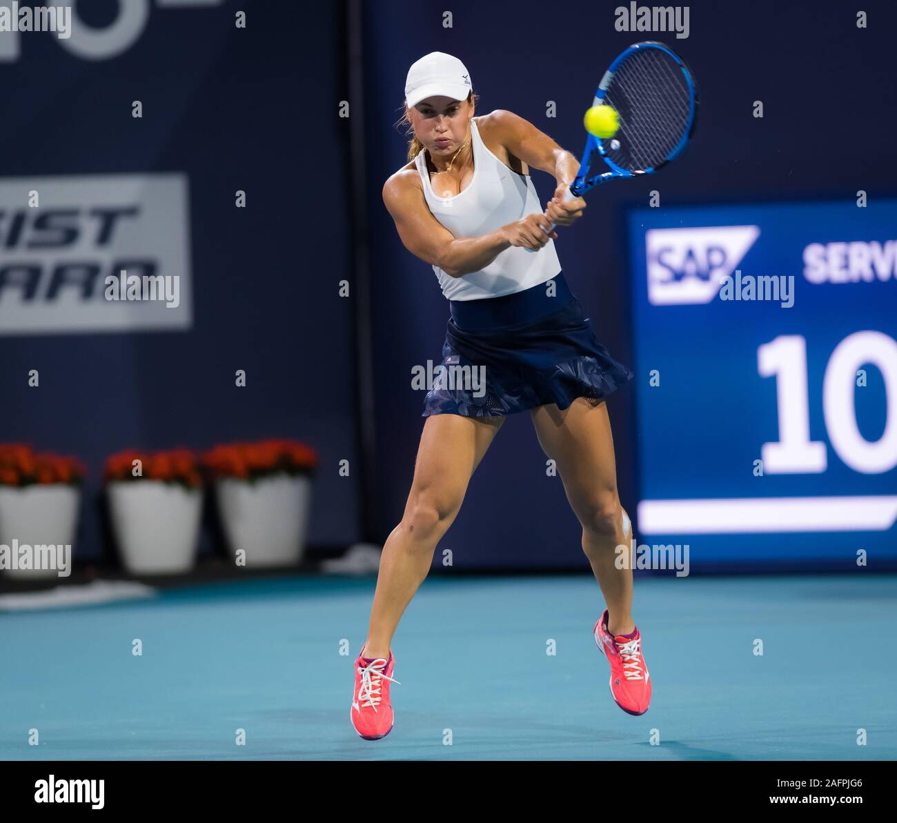 Yulia Putintseva of Kazakhstan in action during her fourth-round match at  the 2019 Miami Open WTA Premier Mandatory tennis tournament Stock Photo -  Alamy