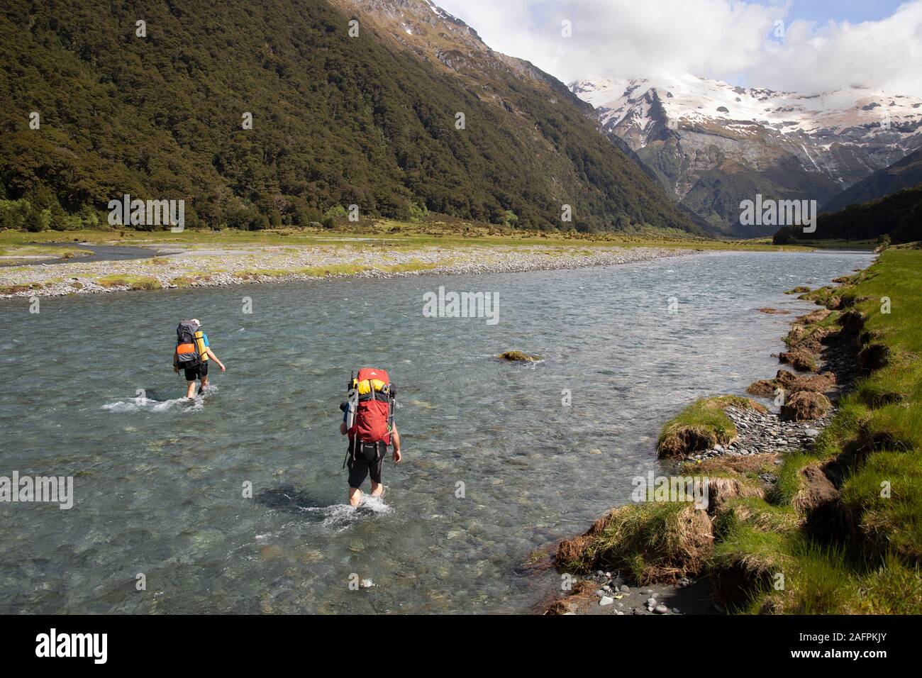 River crossing in New Zealand Stock Photo