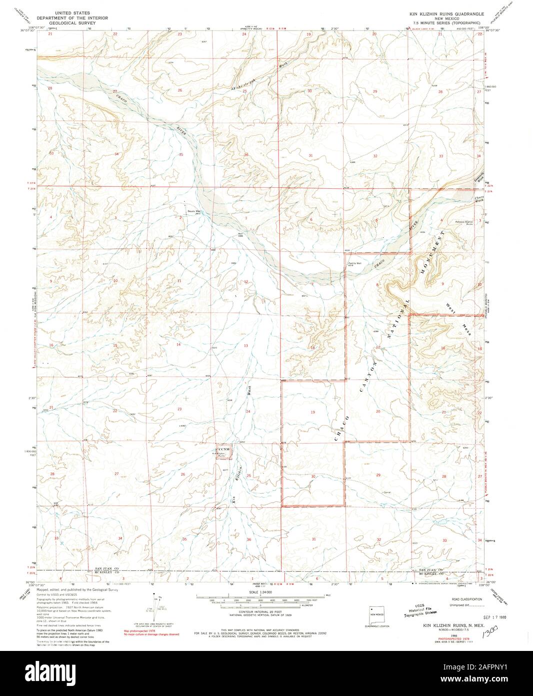 Historical Clearing Kin Kin Map USGS TOPO Map New Mexico NM Kin Klizhin Ruins 191106 1966 24000 ...