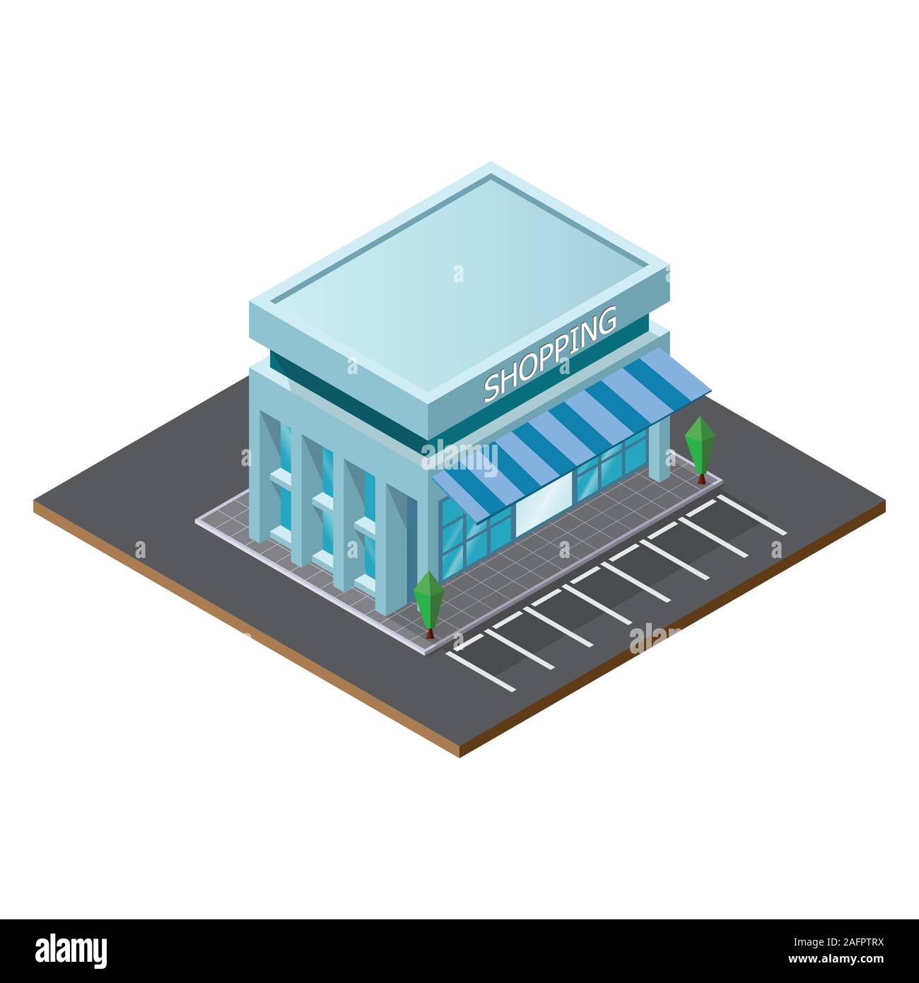 Vector isometric low poly supermarket store building. illustrator vector. Stock Vector