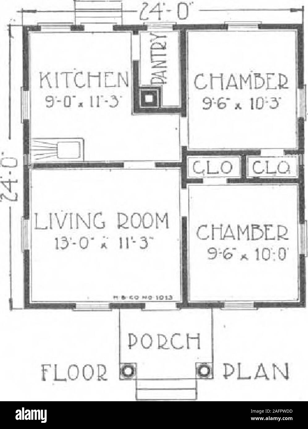 . A plan book of Harris homes. POUCtt FLOOR PLANNo. 1015 FLOOEL PLANNo. 1014. FL0OE PLAN No. 1013 HARRIS RROTHERS COMPANY, 35th and Iron Streets, CHICAGO, ILLINOIS Page 73 Stock Photo