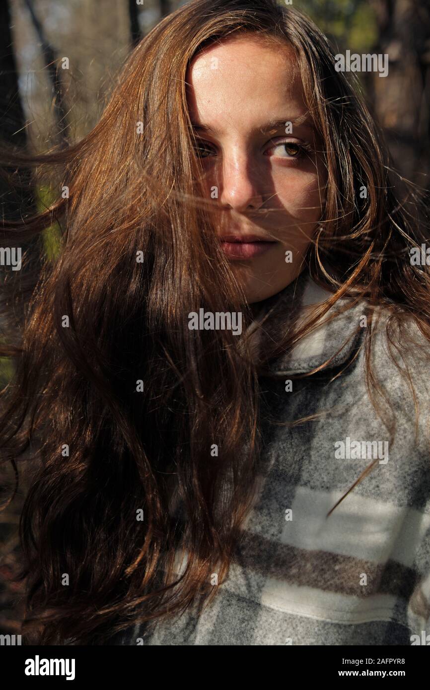 Portrait of Teenage girl outdoors in autumn Stock Photo - Alamy