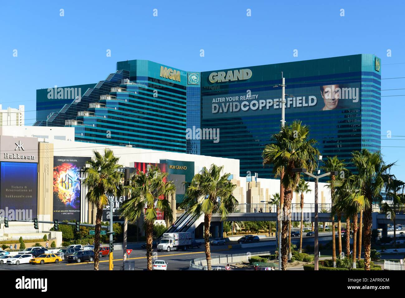 MGM Grand Las Vegas on Las Vegas Strip in Las Vegas, Nevada, USA. The hotel is the largest single hotel in the United States owned by MGM Resorts. Stock Photo