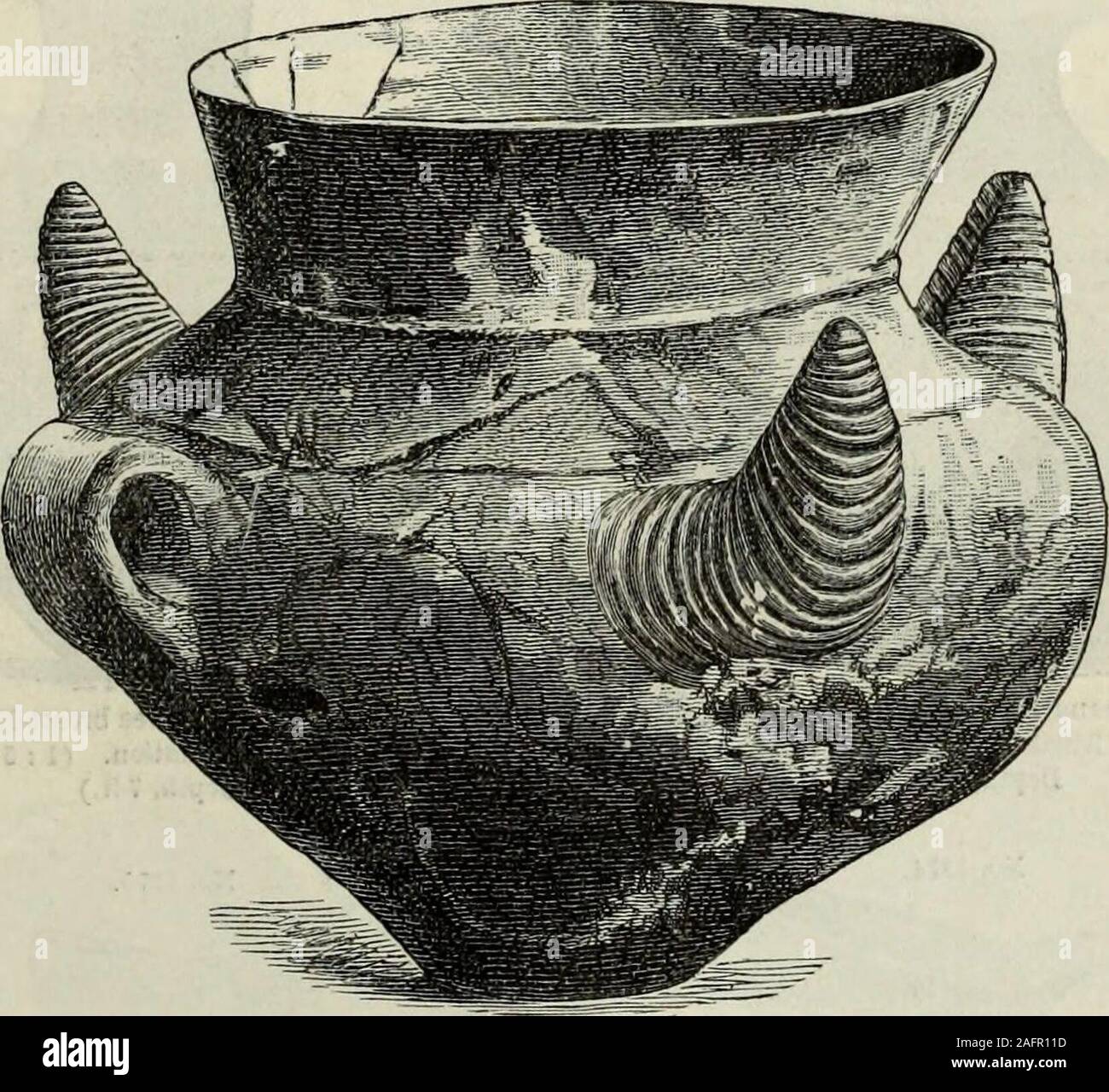 . Ilios : the city and country of the Trojans : the results of researches and discoveries on the site of Troy and throughout the Troad in the years 1871-72-73-78-79, including an autobiography of the author. No. 1367. Globular Vase, with two handles.(1:4 actual size. Depth, 9 ft.) Ko. 1368. Cup with incised ornamentation ofzigzag lines. (1 :4 actual size. Depth, 6 ft.) Bologna.^ A cup of a similar shape, but without any decoration, found atCorneto in Italy, is in the Koyal Museum at Berlin. Another very similarone, at least in shape, is in Prof. Virchows collection at Berlin. Therealso occur a Stock Photo