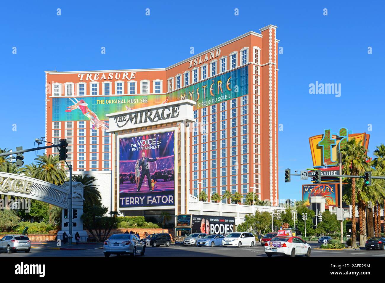 Treasure Island is a luxury resort and casino on Las Vegas Strip in Las Vegas, Nevada, USA. The hotel has Caribbean Pirates theme. Stock Photo