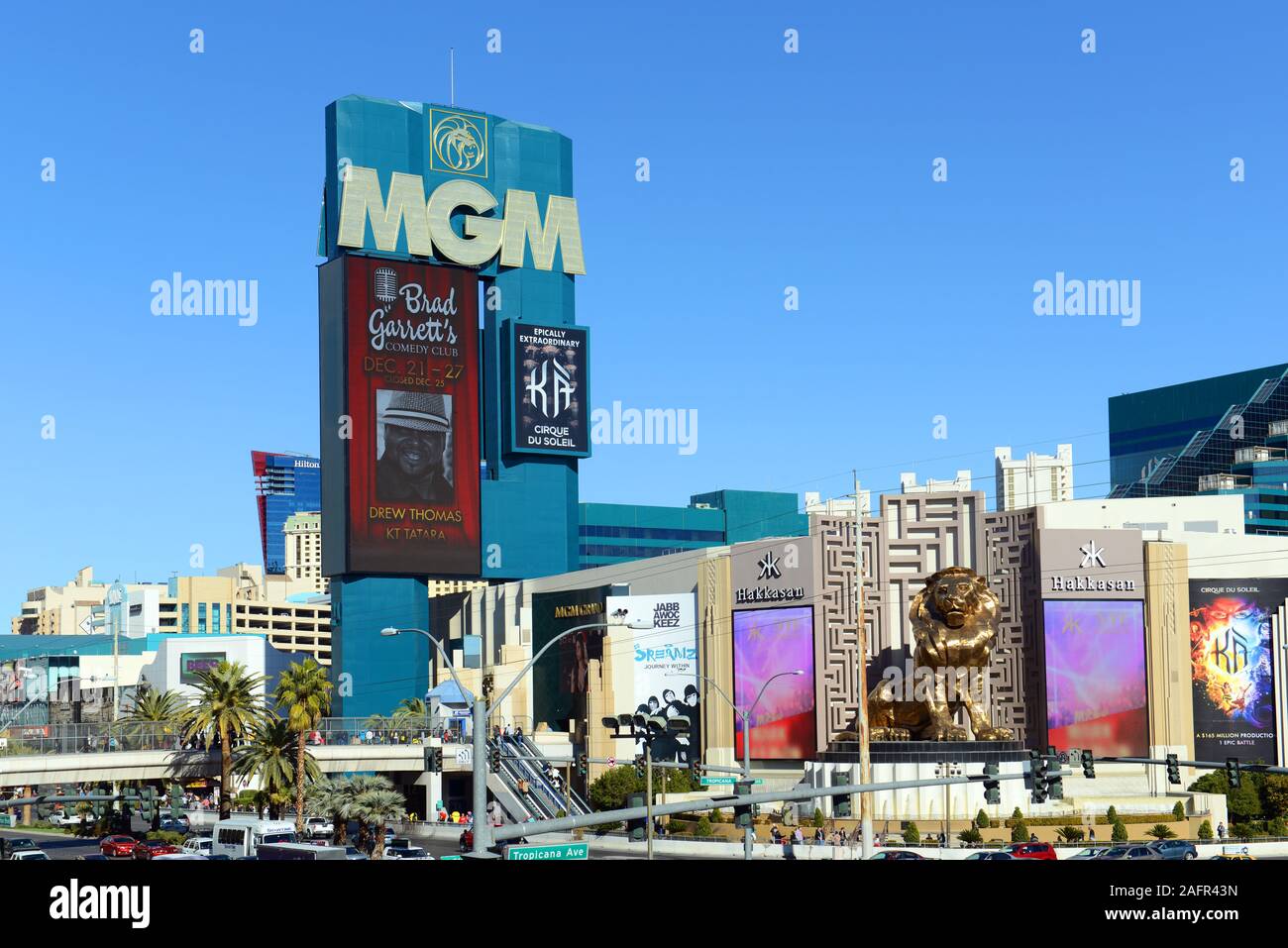 MGM Grand Las Vegas on Las Vegas Strip in Las Vegas, Nevada, USA. The hotel is the largest single hotel in the United States owned by MGM Resorts. Stock Photo