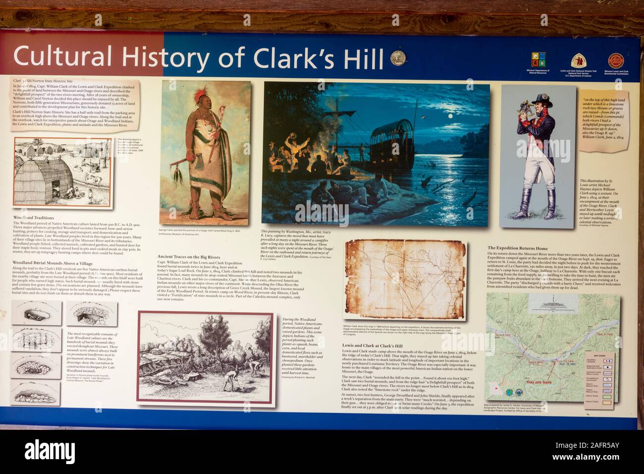 MAY 17 GASCONADE COUNTY, MO. USA 2019, Overview map of the Lewis and Clark Expedition - May 14, 1804 - September 23, 1806 - Gasconade County outside of Jefferson City, MO. Stock Photo